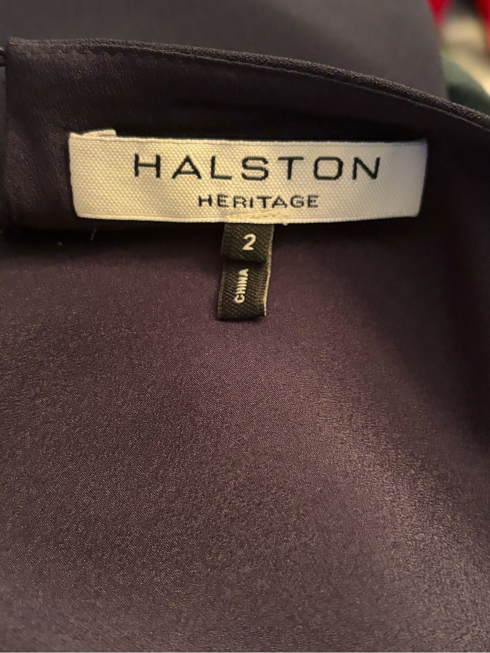 Halston Heritage Asymmetric Drape Crepe Dress Size 2 Navy Cape Capelet Sleeve - Picture 7 of 9